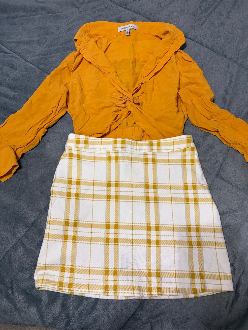 Mustard Plaid Mini Skirt - Women